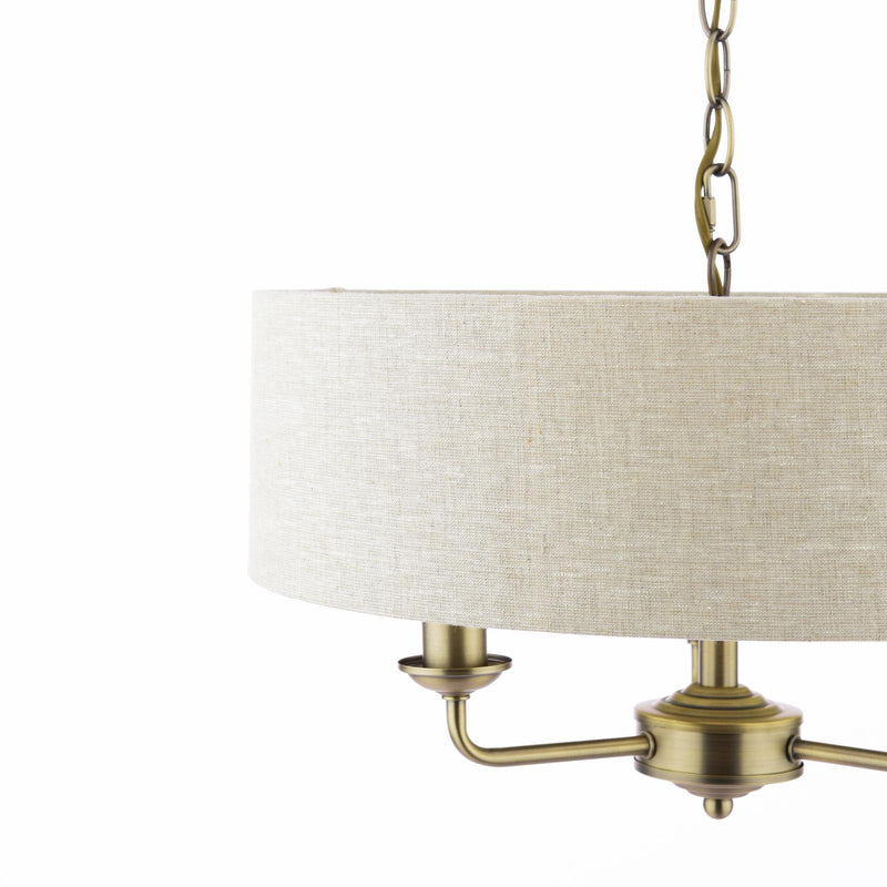 Laura Ashley Sorrento 3 Light Shadelier Matt Antique Brass With Natural Shade • LA3756751-Q