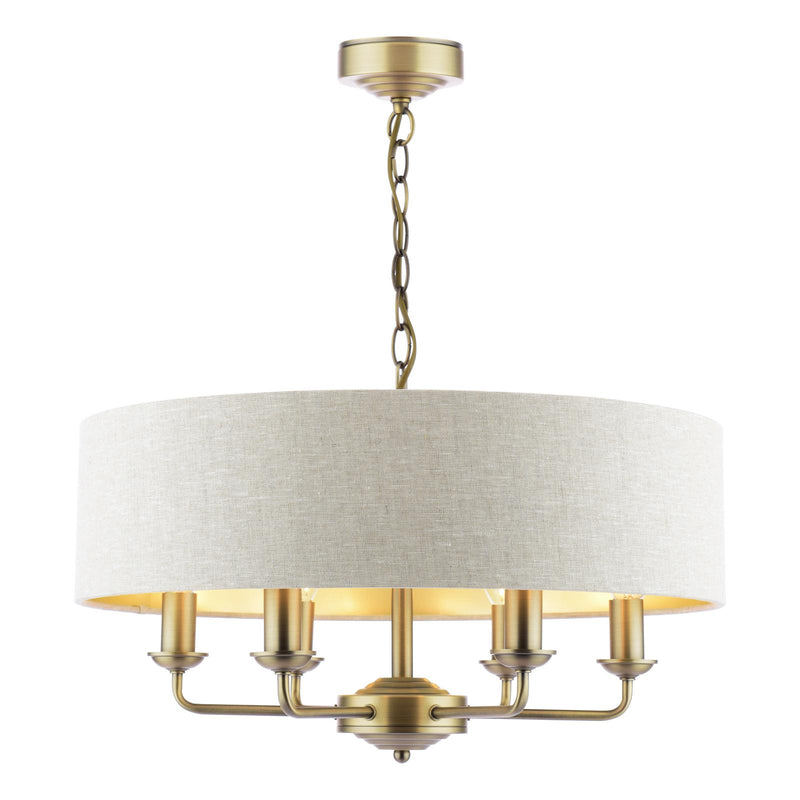 Laura Ashley Sorrento 6 Light Shadelier Matt Antique Brass With Natural Shade • LA3756752-Q