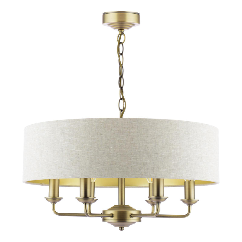 Laura Ashley Sorrento 6 Light Shadelier Matt Antique Brass With Natural Shade • LA3756752-Q