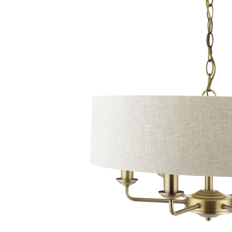 Laura Ashley Sorrento 6 Light Shadelier Matt Antique Brass With Natural Shade • LA3756752-Q