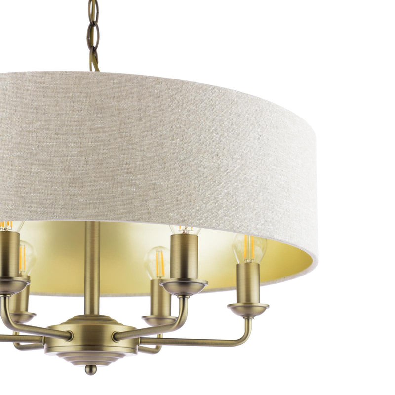 Laura Ashley Sorrento 6 Light Shadelier Matt Antique Brass With Natural Shade • LA3756752-Q