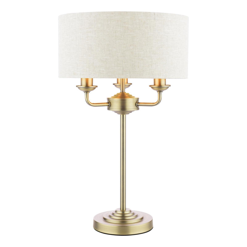Laura Ashley Sorrento 3 Light Table Lamp Matt Antique Brass With Natural Shade • LA3756754-Q