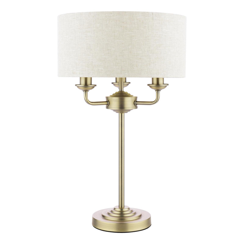 Laura Ashley Sorrento 3 Light Table Lamp Matt Antique Brass With Natural Shade • LA3756754-Q