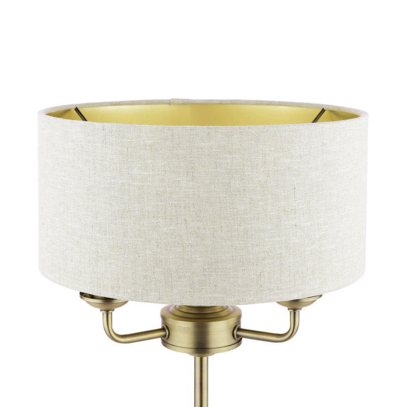 Laura Ashley Sorrento 3 Light Table Lamp Matt Antique Brass With Natural Shade • LA3756754-Q