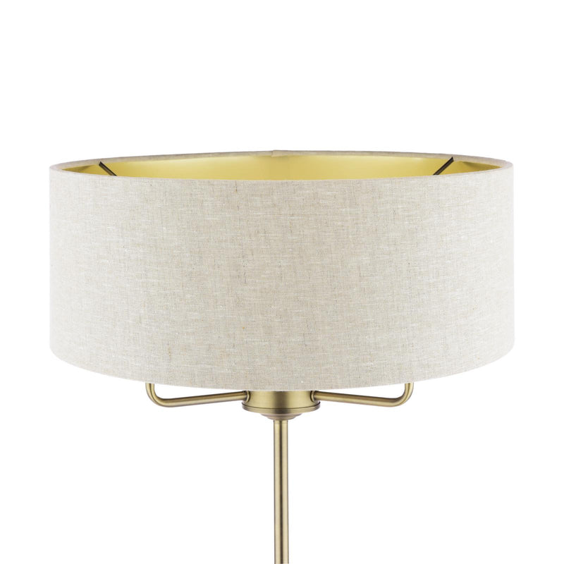 Laura Ashley Sorrento 3 Light Floor Lamp Matt Antique Brass With Natural Shade • LA3756755-Q