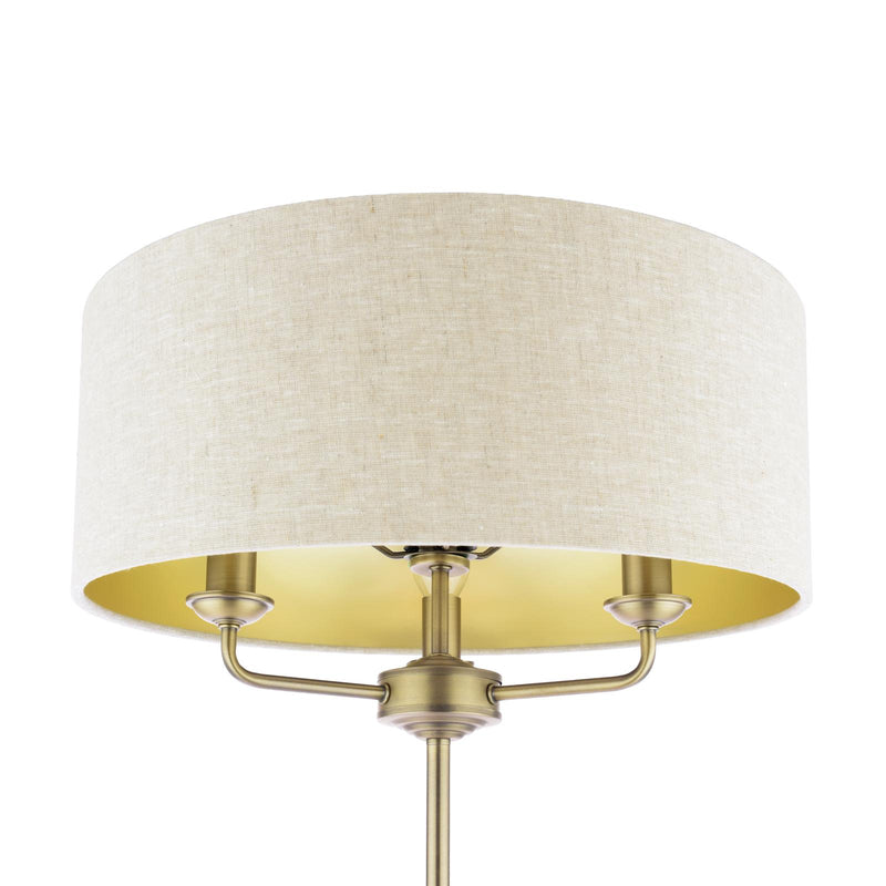 Laura Ashley Sorrento 3 Light Floor Lamp Matt Antique Brass With Natural Shade • LA3756755-Q