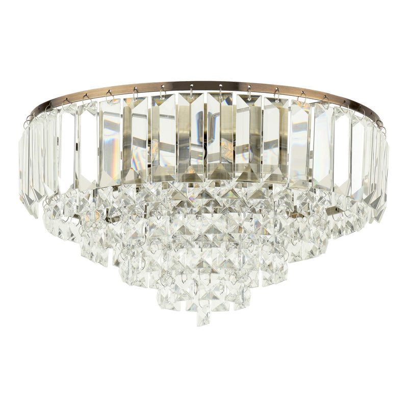 Laura Ashley Vienna 3 Light Flush Crystal and Antique Brass • LA3756756-Q