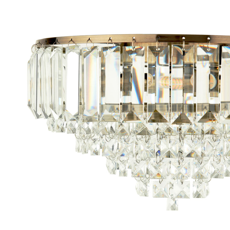 Laura Ashley Vienna 3 Light Flush Crystal and Antique Brass • LA3756756-Q