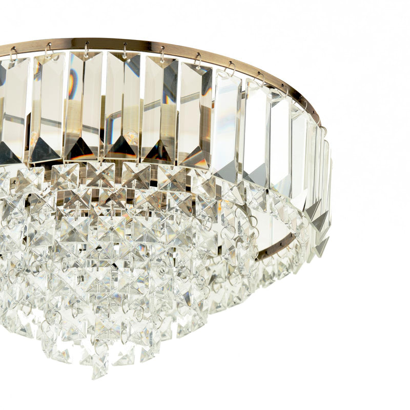 Laura Ashley Vienna 3 Light Flush Crystal and Antique Brass • LA3756756-Q