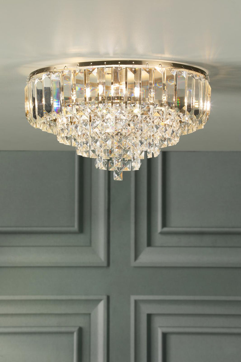 Laura Ashley Vienna 3 Light Flush Crystal and Antique Brass • LA3756756-Q