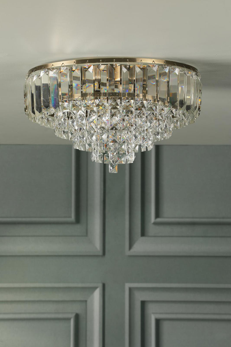 Laura Ashley Vienna 3 Light Flush Crystal and Antique Brass • LA3756756-Q