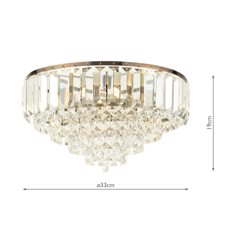 Laura Ashley Vienna 3 Light Flush Crystal and Antique Brass • LA3756756-Q