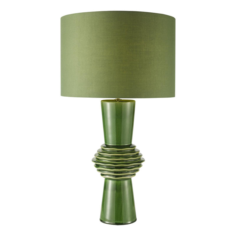 Dar Lighting Lagle Table Lamp Green and Antique Brass With Shade • LAG4224