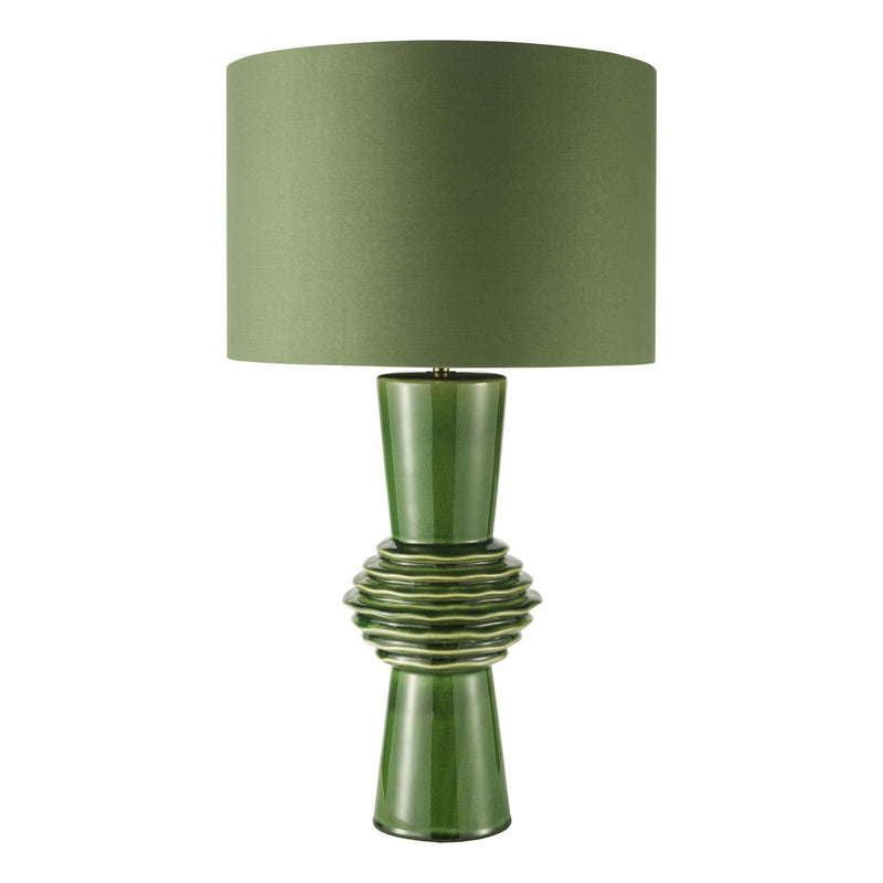 Dar Lighting Lagle Table Lamp Green and Antique Brass With Shade • LAG4224