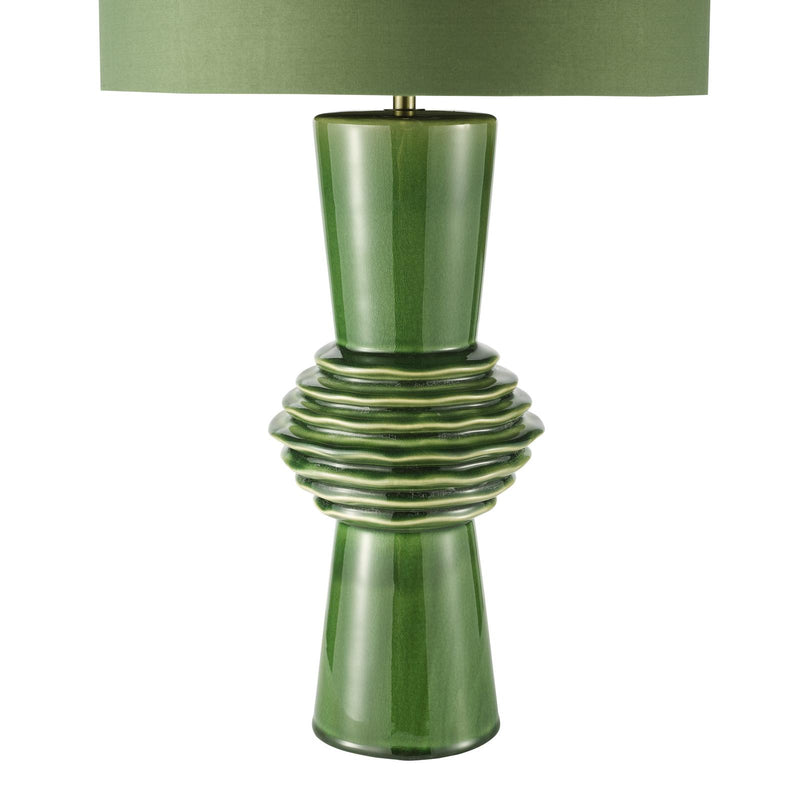 Dar Lighting Lagle Table Lamp Green and Antique Brass With Shade • LAG4224