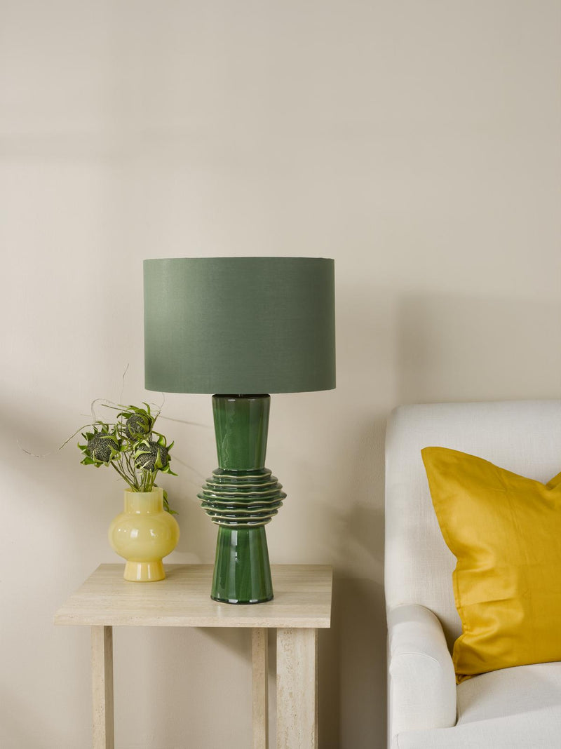 Dar Lighting Lagle Table Lamp Green and Antique Brass With Shade • LAG4224
