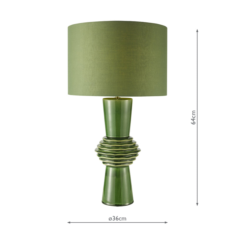 Dar Lighting Lagle Table Lamp Green and Antique Brass With Shade • LAG4224