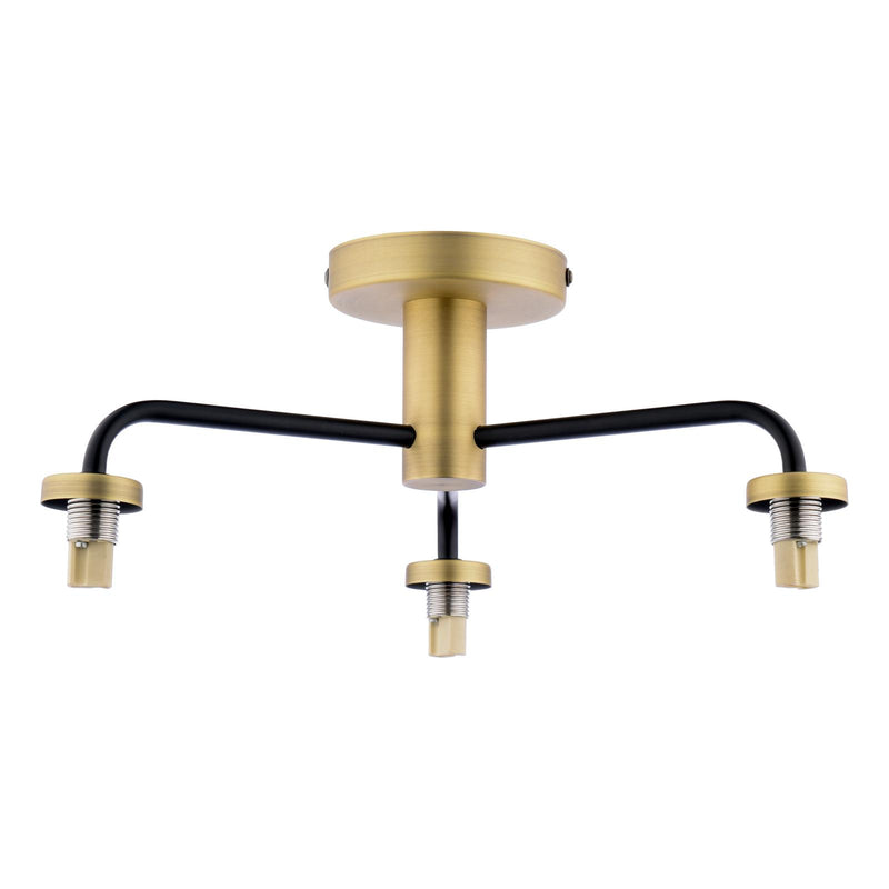 Dar Lighting Lainey 3 Light Semi-Flush Matt Black and Antique Brass Frame Only • LAI5354-F
