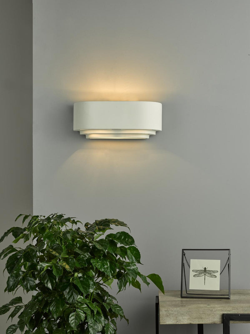 Dar Lighting Lando Ceramic Wall Washer White • LAN372