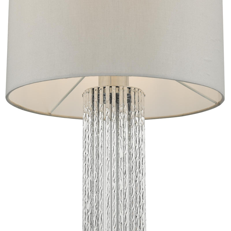Dar Lighting Lazio Table Lamp Polished Chrome Silver Rod With Faux Silk Shade • LAZ4239