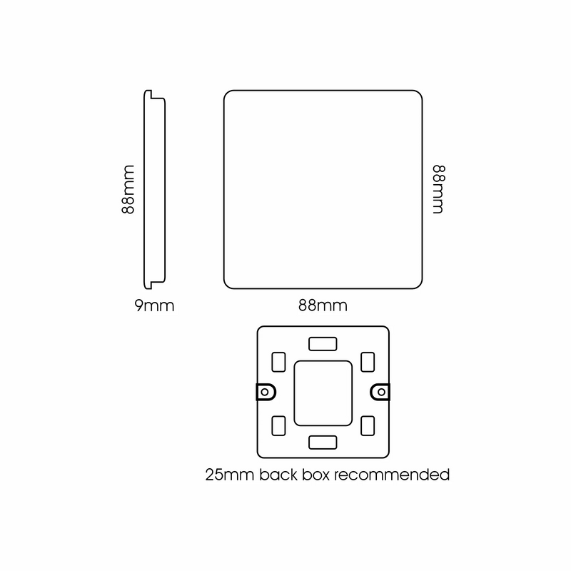 Trendi, Artistic Modern 1 Gang Blanking Plate Carbon Fibre Finish, BRITISH MADE, (25mm Back Box Required), 5yrs Warranty • ART-BLKCF