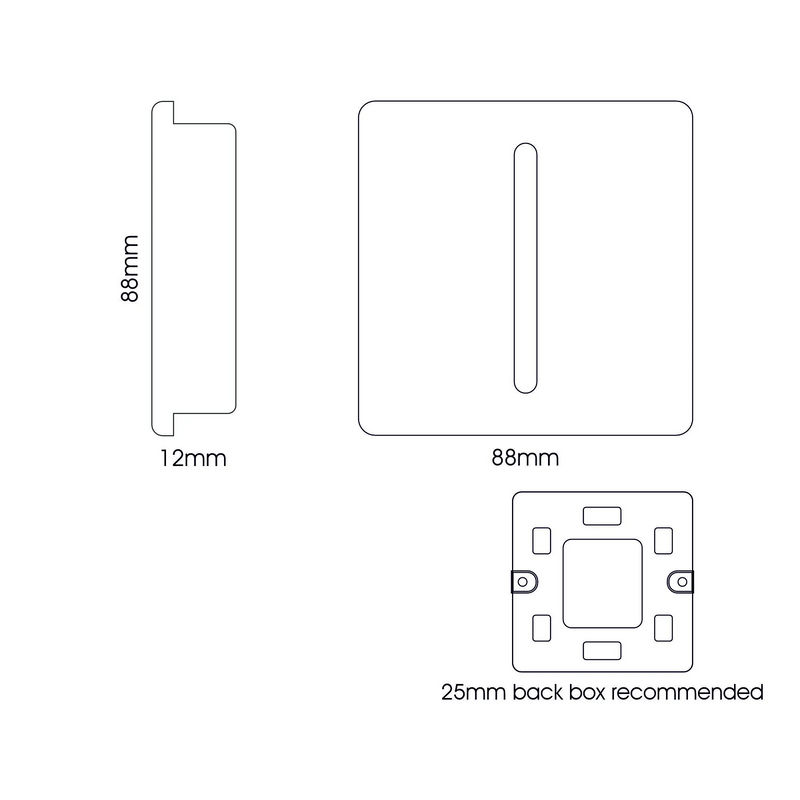 Trendi, Artistic Modern 10A Triple Pole Bathroom Fan Isolator Switch Navy Finish, BRITISH MADE, (25mm Back Box Required), 5yrs Warranty • ART-FINV