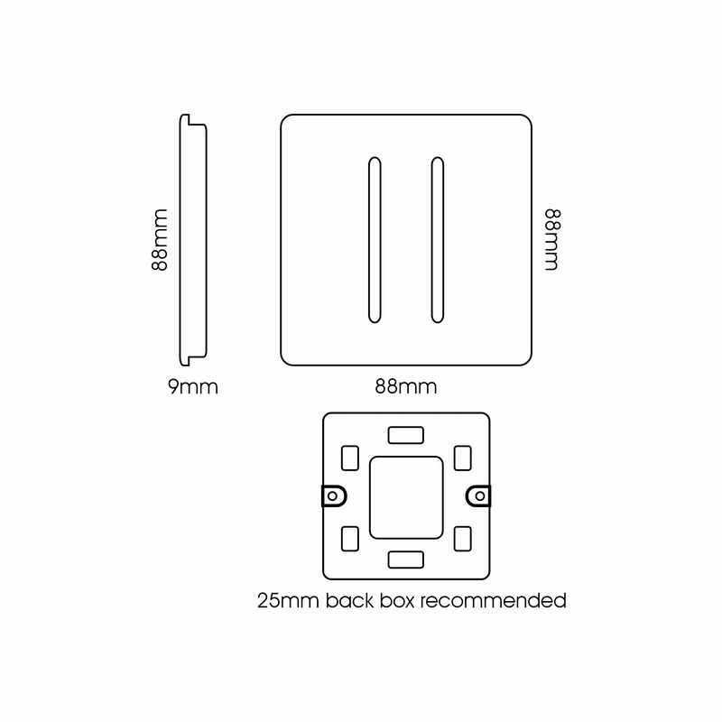 Trendi, Artistic Modern 2 Gang Retractive Home Auto.Switch Carbon Fibre Finish, BRITISH MADE, (25mm Back Box Required), 5yrs Warranty • ART-SSR2CF