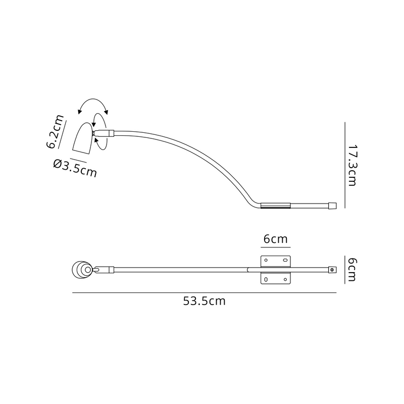Deco Lex (Set Of 2) Type A Over Cabinet 1 Light GU10 With Adjustable Head And 2m Cable (No Plug) Satin Nickel  • D1045SN