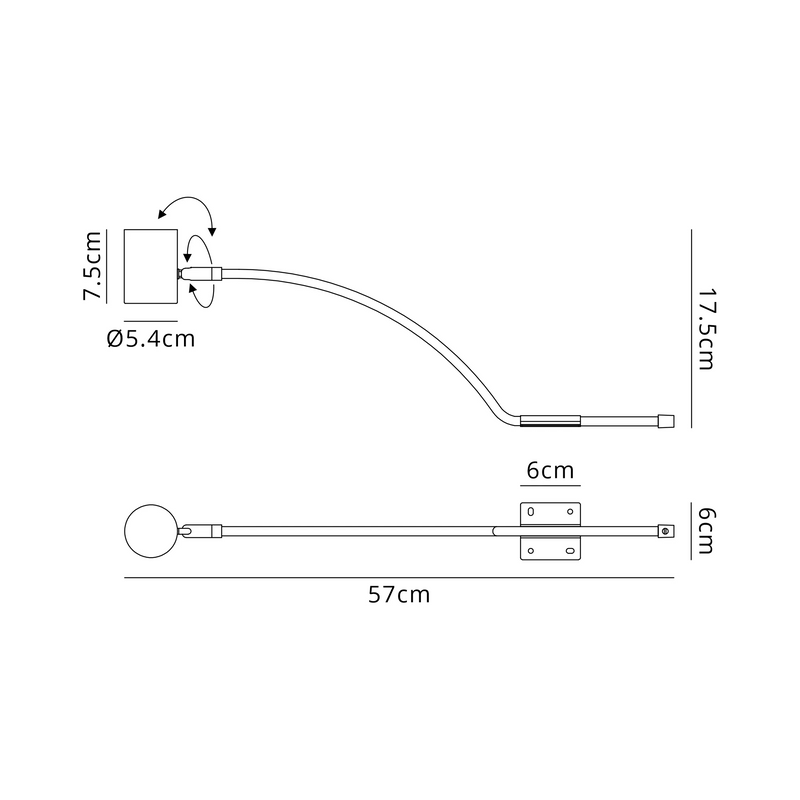 Deco Lex (Set Of 2) Type B Over Cabinet 1 Light GU10 With Adjustable Head And 2m Cable (No Plug) Brass  • D1046BR