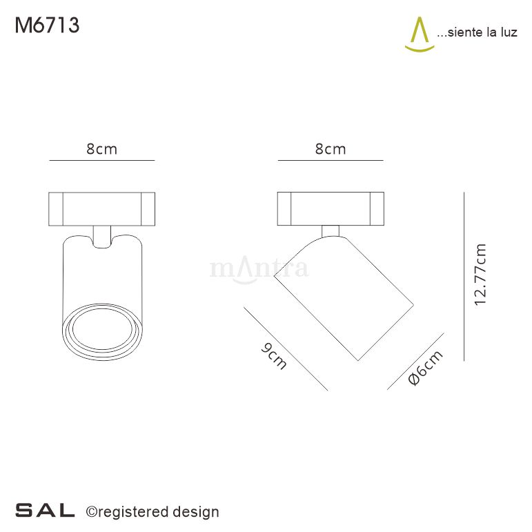 Mantra Fusion M6713 Sal 1 Light Spotlight GU10, Matt Black • M6713