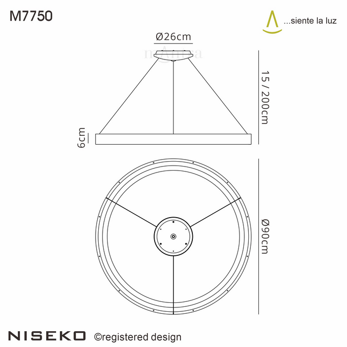 Mantra Fusion M7750 Niseko Ring Pendant 90cm 66W LED, 3000K-6000K Tuneable, 4200lm, Remote Control, White, 3yrs Warranty • M7750