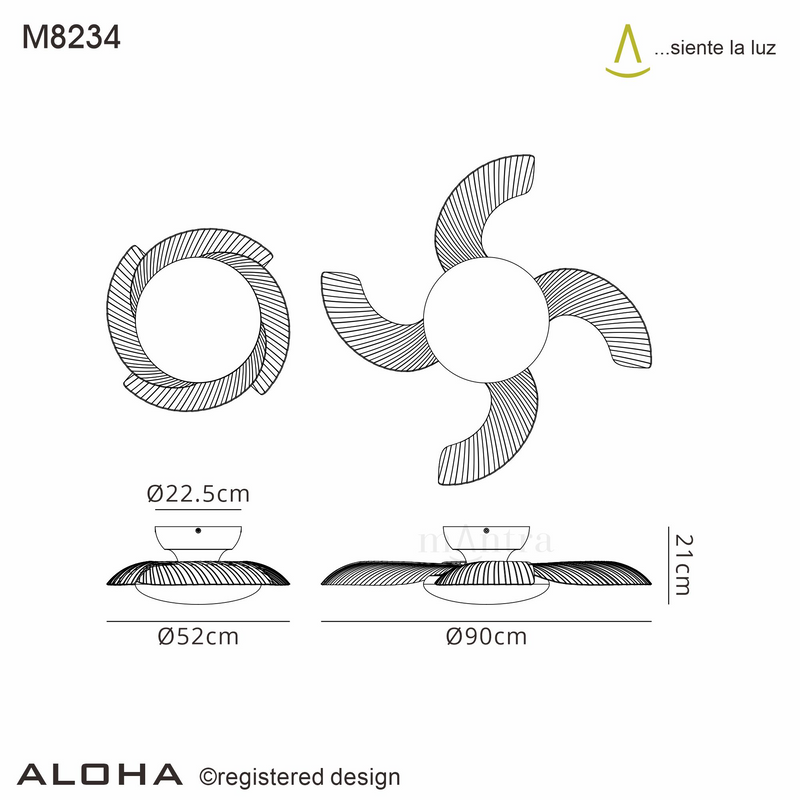 Mantra Aloha 45W LED Dimmable Ceiling Light With Built-In 30W DC Reversible Fan, Wood, 3500lm, 5yrs Warranty • M8234