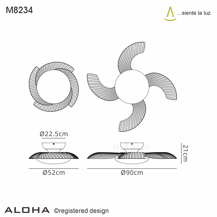 Mantra Aloha 45W LED Dimmable Ceiling Light With Built-In 30W DC Reversible Fan, Wood, 3500lm, 5yrs Warranty • M8234