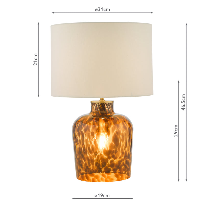 Dar Lighting Leandra Dual Light Table Lamp Tortoiseshell Glass With Shade • LEA4206