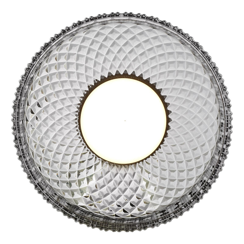 Dar Lighting Leena Flush Satin Black and Smoked Ribbed Glass LED • LEE5222