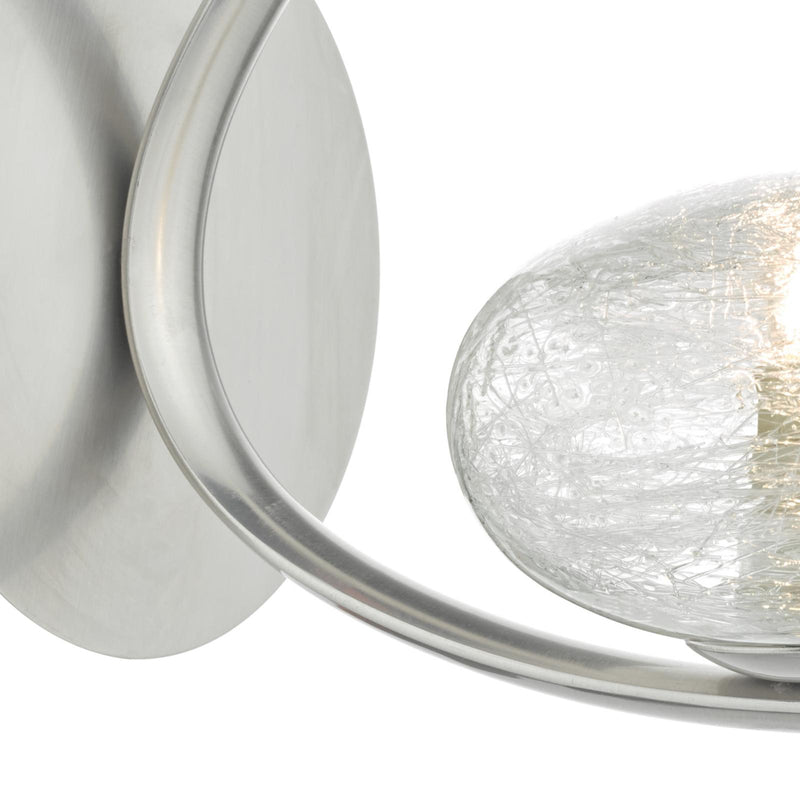 Dar Lighting Leighton Wall Light Satin Chrome & Sugar Cane Glass • LEI0746