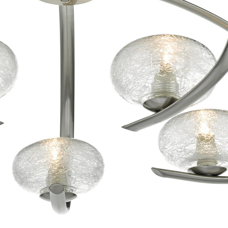 Dar Lighting Leighton 5lt Semi Flush Satin Chrome & Sugar Cane Glass • LEI5446