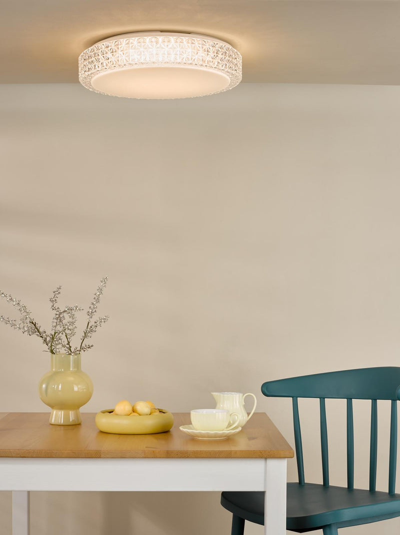 Dar Lighting Liana Flush Clear Faceted Plastic LED • LIA502