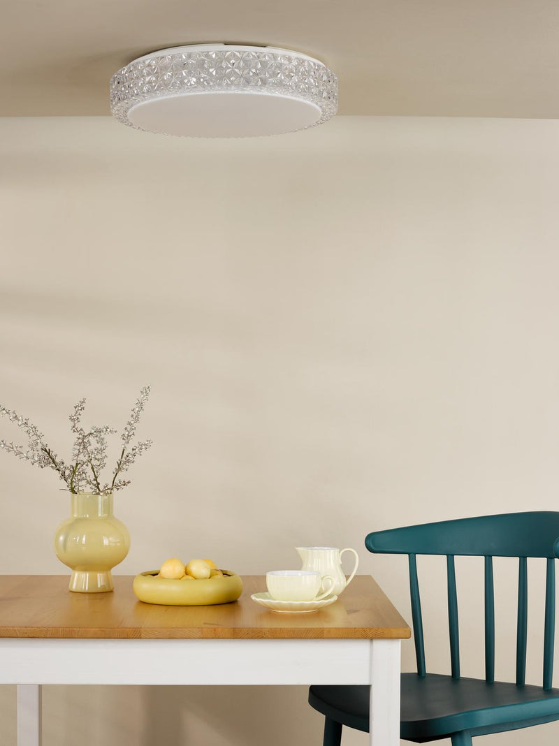 Dar Lighting Liana Flush Clear Faceted Plastic LED • LIA502
