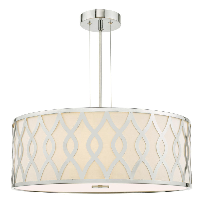 Dar Lighting Locryn 4 Light Pendant Polished Chrome and Ivory • LOC0450