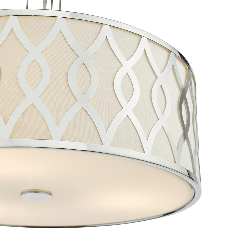 Dar Lighting Locryn 4 Light Pendant Polished Chrome and Ivory • LOC0450