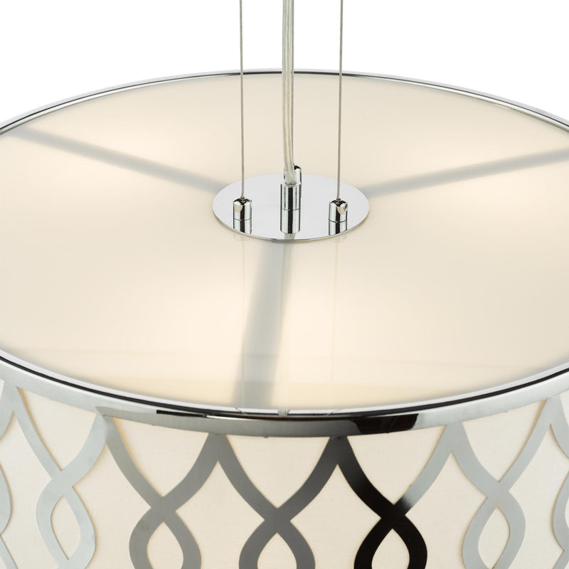 Dar Lighting Locryn 4 Light Pendant Polished Chrome and Ivory • LOC0450