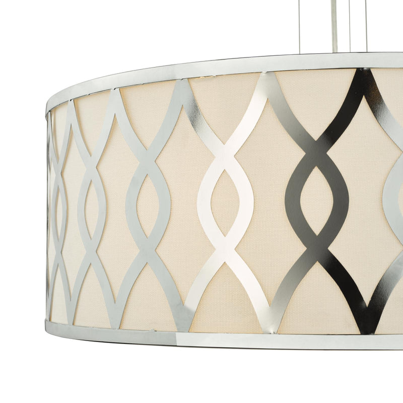 Dar Lighting Locryn 4 Light Pendant Polished Chrome and Ivory • LOC0450