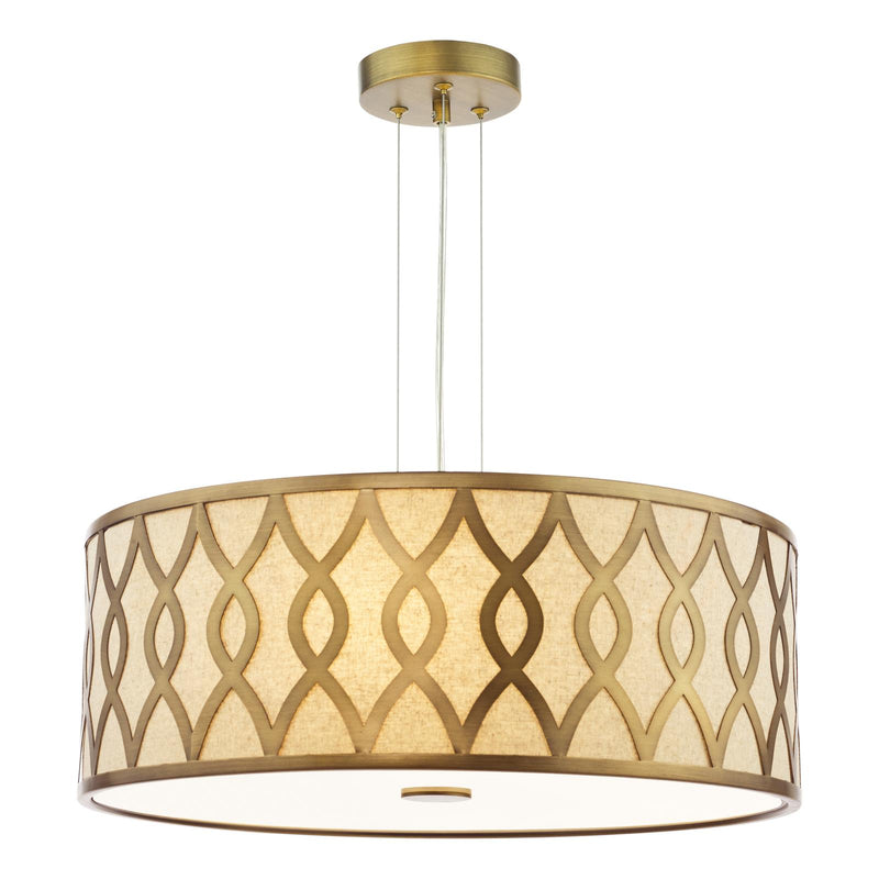 Dar Lighting Locryn 4 Light Pendant Brushed Bronze and Taupe • LOC0463