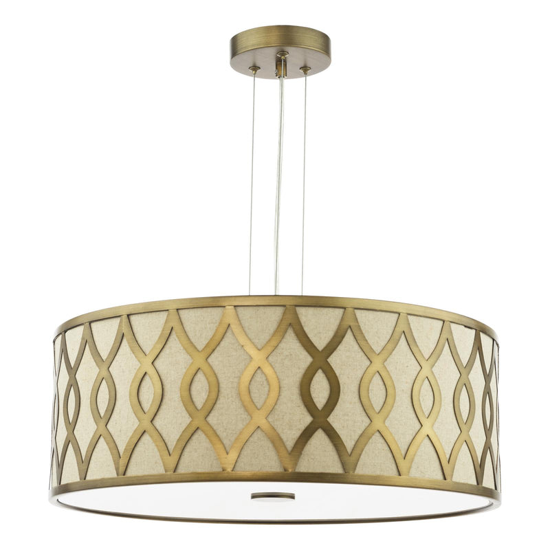 Dar Lighting Locryn 4 Light Pendant Brushed Bronze and Taupe • LOC0463