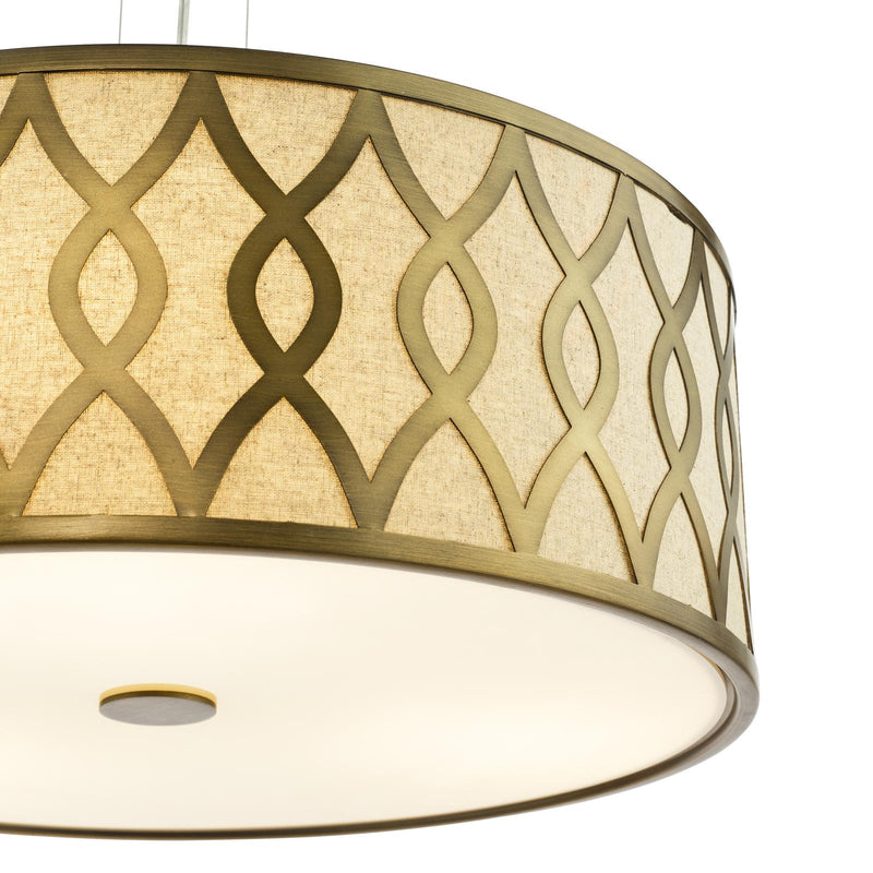 Dar Lighting Locryn 4 Light Pendant Brushed Bronze and Taupe • LOC0463