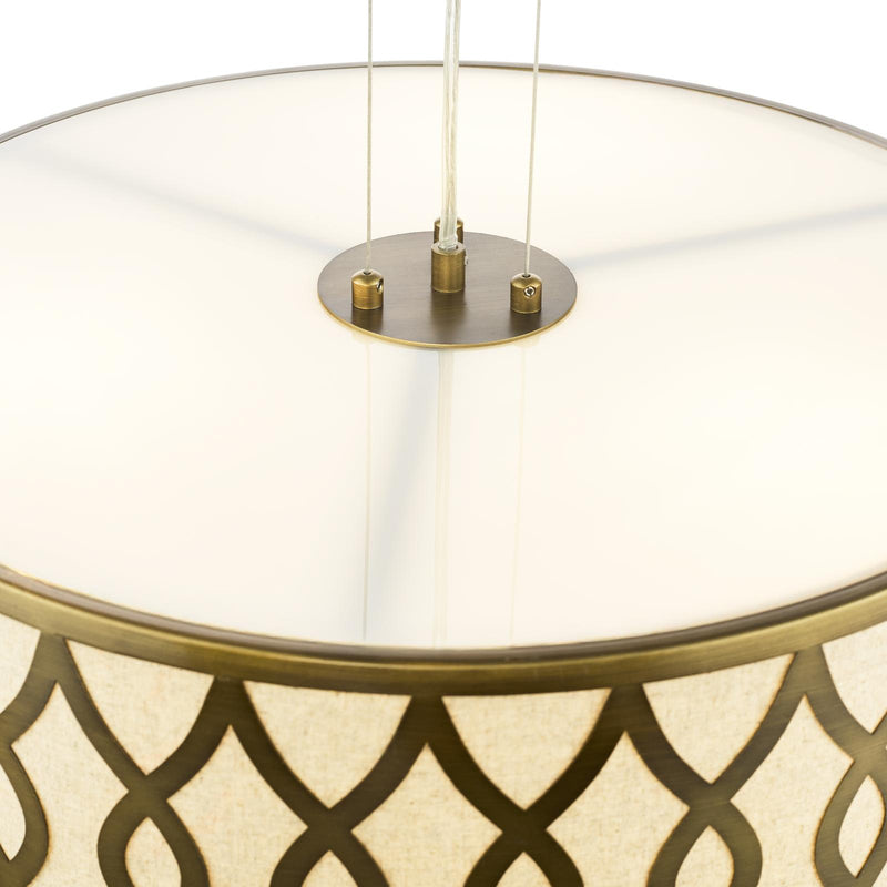 Dar Lighting Locryn 4 Light Pendant Brushed Bronze and Taupe • LOC0463
