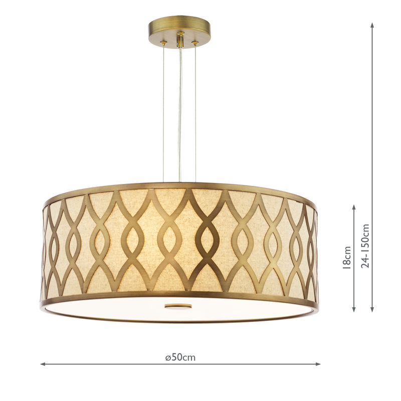 Dar Lighting Locryn 4 Light Pendant Brushed Bronze and Taupe • LOC0463