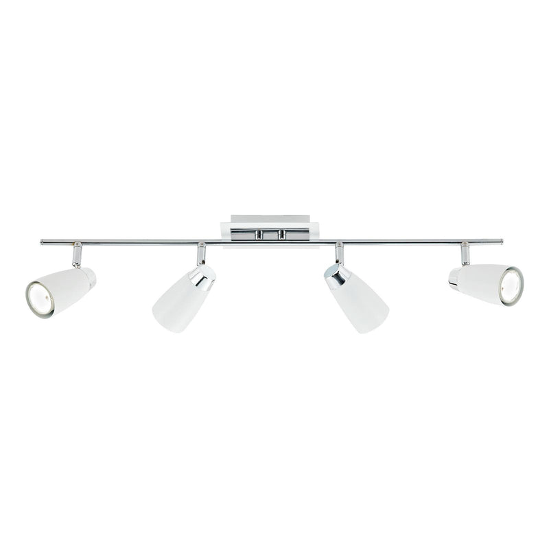 Dar Lighting Loft 4 Light Bar Spotlight Matt White Polished Chrome • LOF842