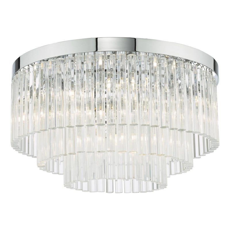 Dar Lighting Logan 5 Light Flush Polished Chrome Glass • LOG5408